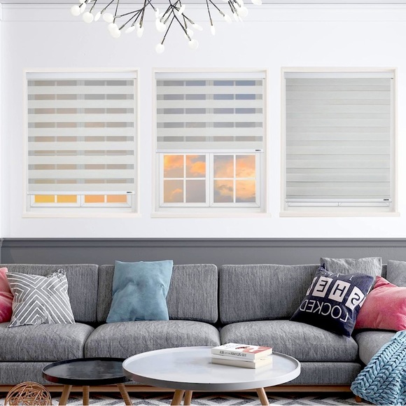 ShadesU Blinds 72x72” Dual Layer Zebra Roller Shades -White NEW - Picture 1 of 4
